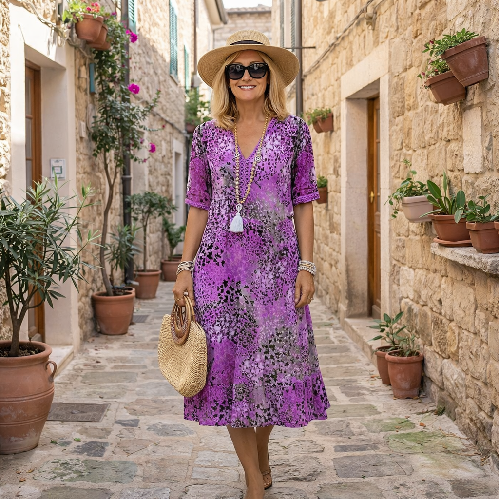Maristella | Graceful Printed Midi Dress