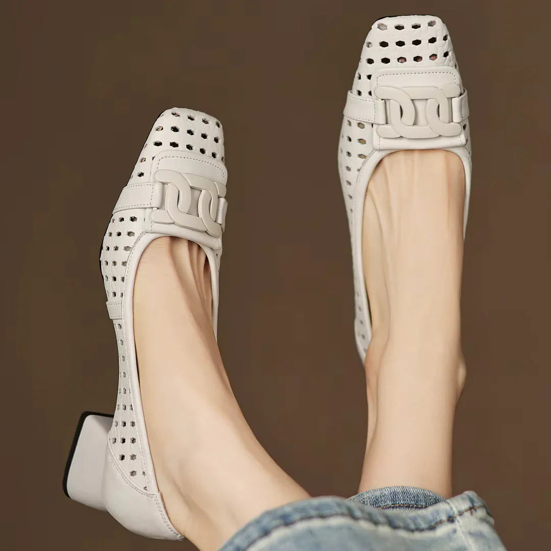 Emilia | Woven Square Toe Heels