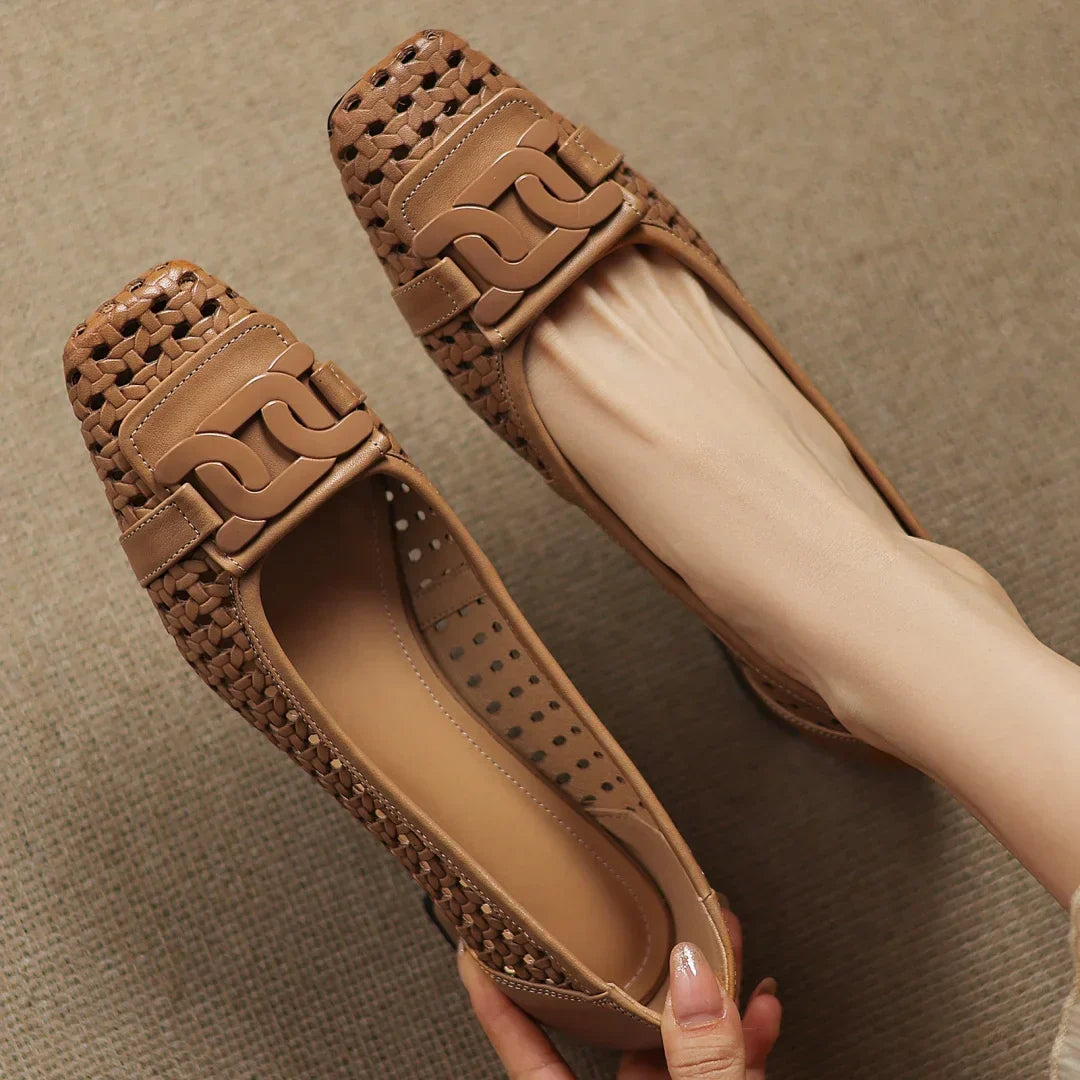 Emilia | Woven Square Toe Heels