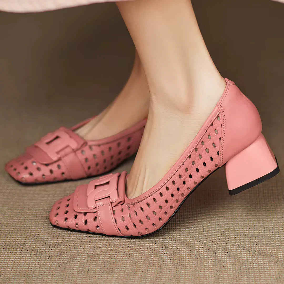 Emilia | Woven Square Toe Heels