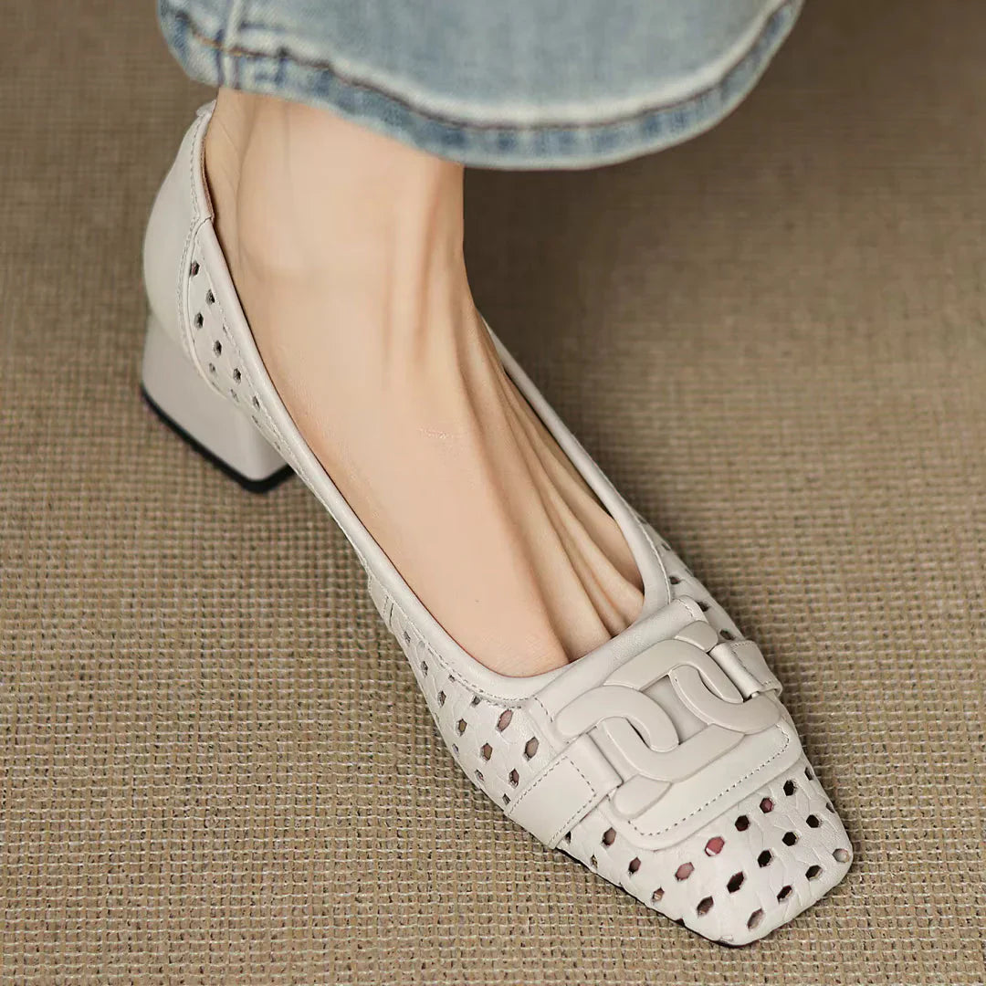 Emilia | Woven Square Toe Heels