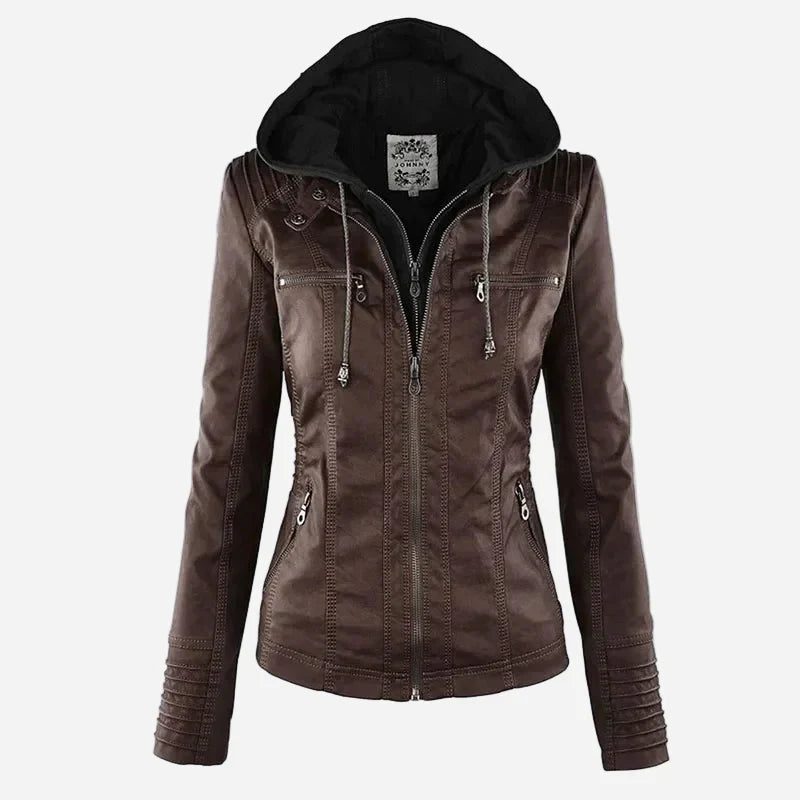 Leather Hooded Jacket Eva