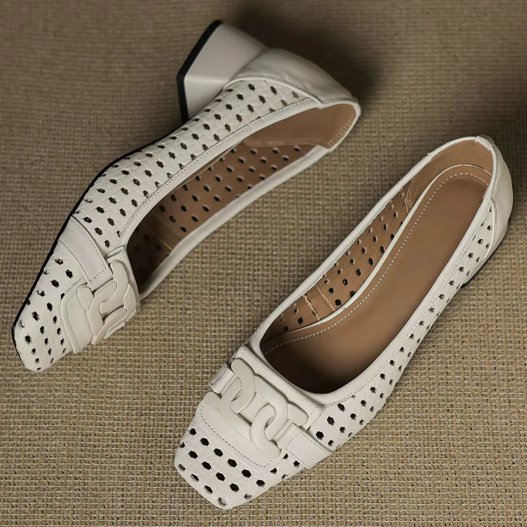 Emilia | Woven Square Toe Heels