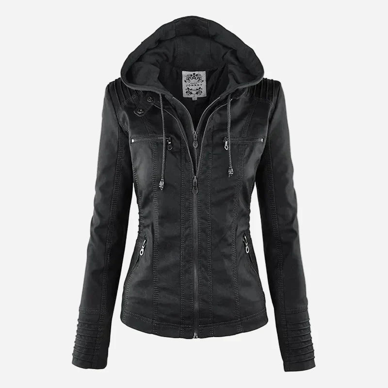 Leather Hooded Jacket Eva