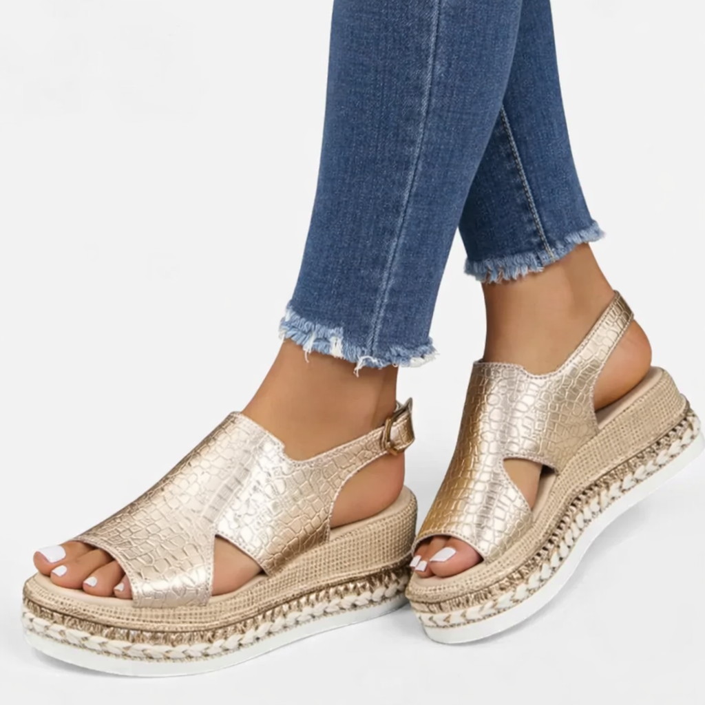 Women's Metallic Summer Wedge Sandals – Comfort and Support
