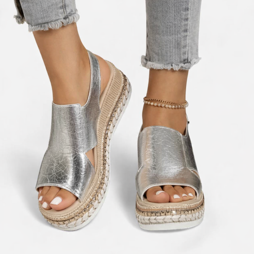 Women's Metallic Summer Wedge Sandals – Comfort and Support