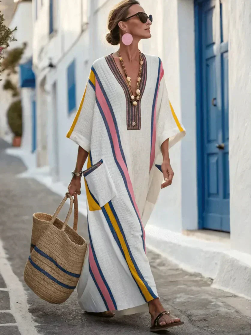 Noemi - V Neck Half Sleeve Pocket Maxi Dress