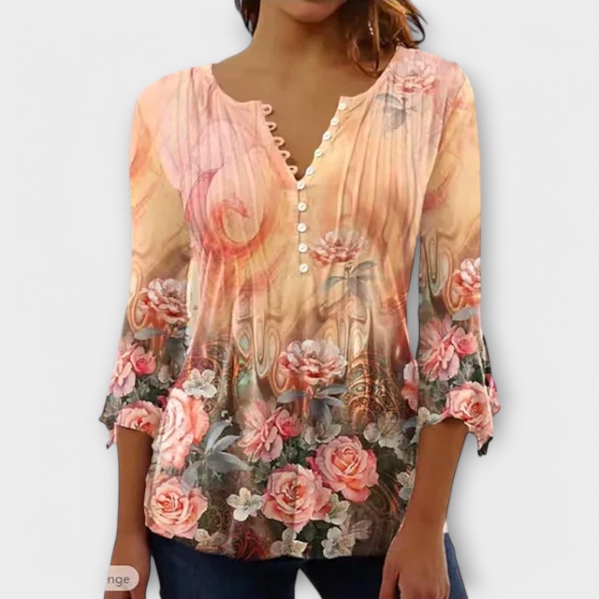 Juliane - Blouse with V-neck - Sleeves