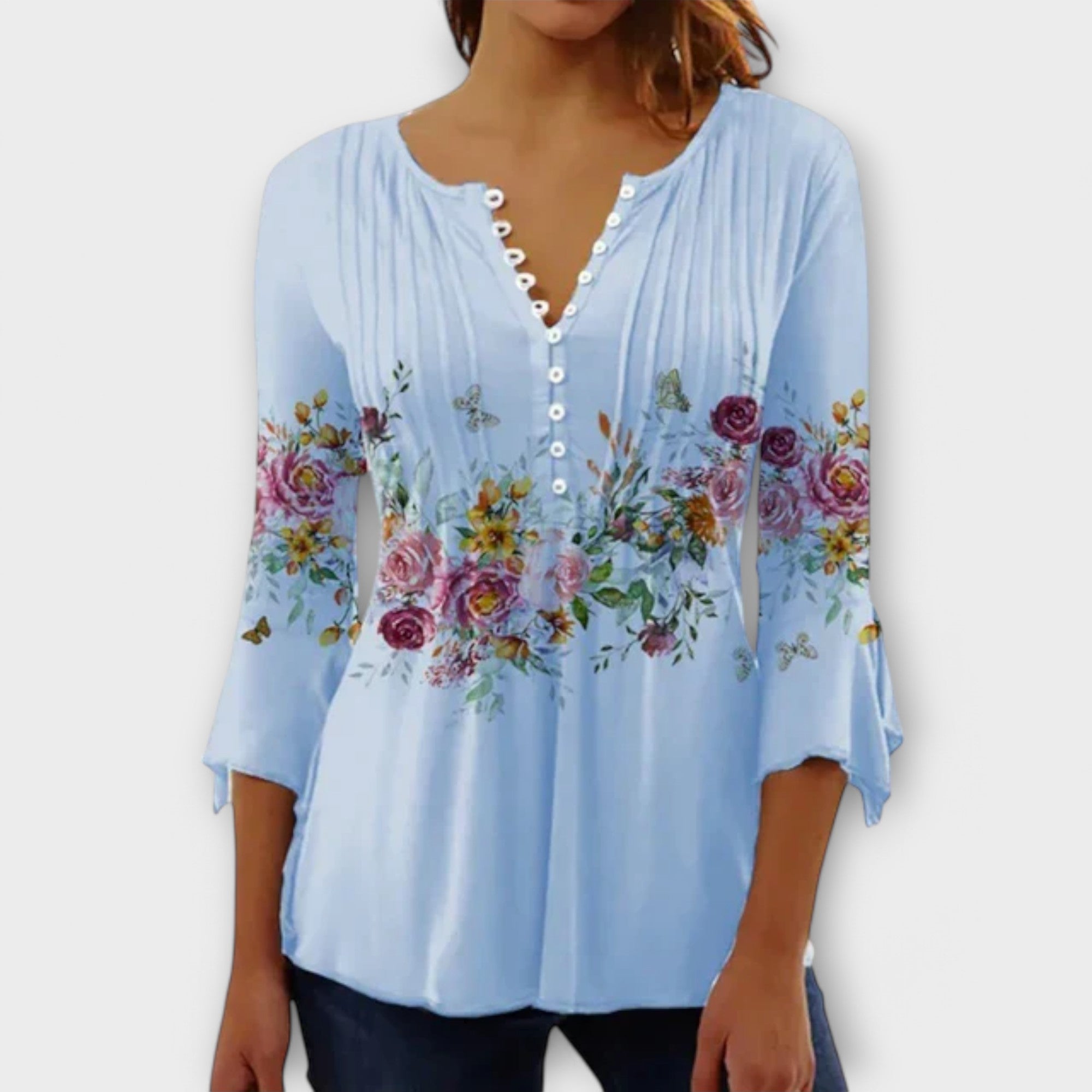 Juliane - Blouse with V-neck - Sleeves