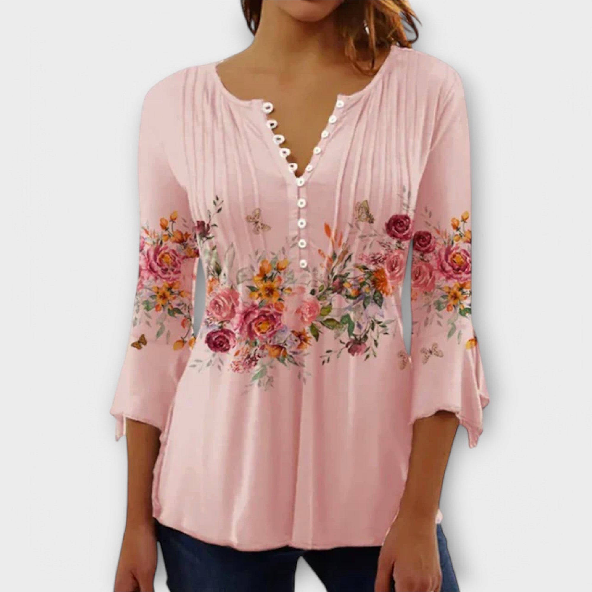 Juliane - Blouse with V-neck - Sleeves