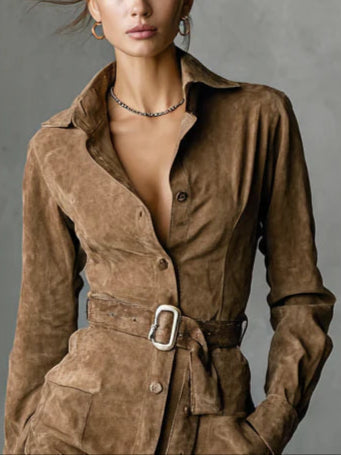 Mila - Suede Shirt Dress