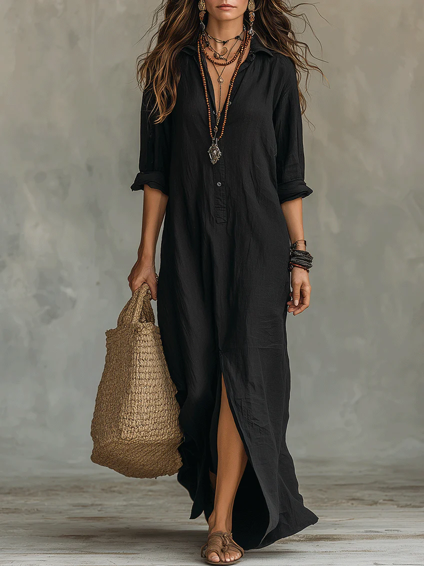 Lydia | Elegant Button Maxi Dress