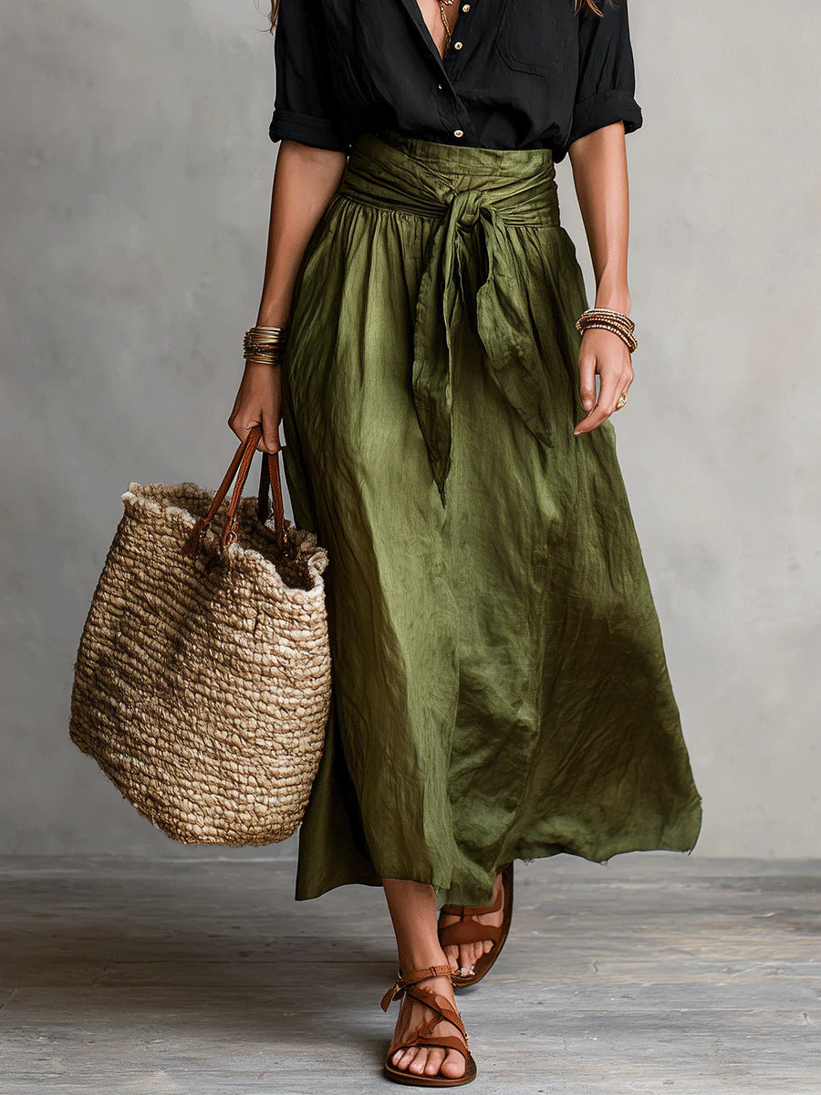 Genevieve | Elegant Shirt & Midi Skirt Set