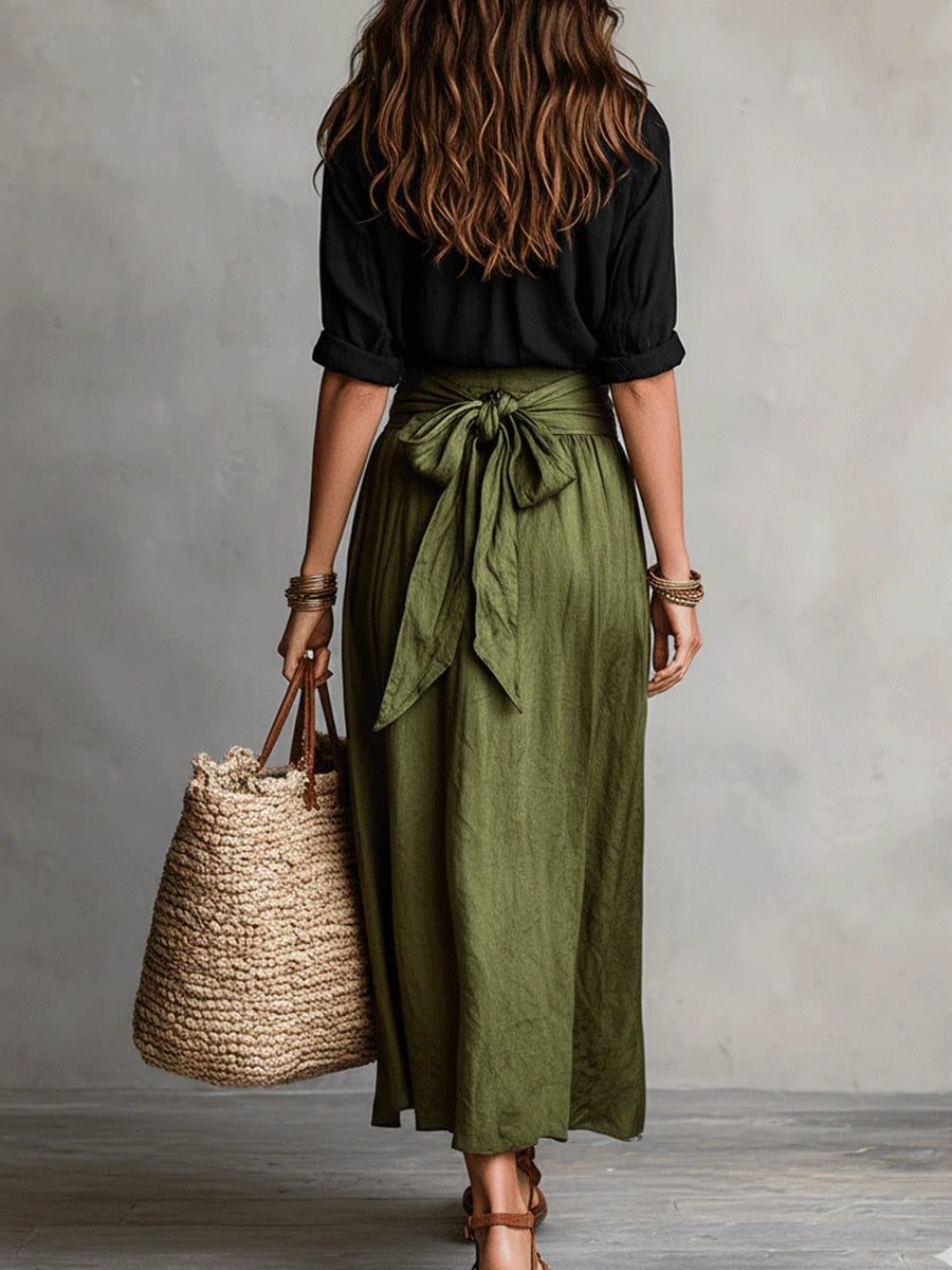 Genevieve | Elegant Shirt & Midi Skirt Set