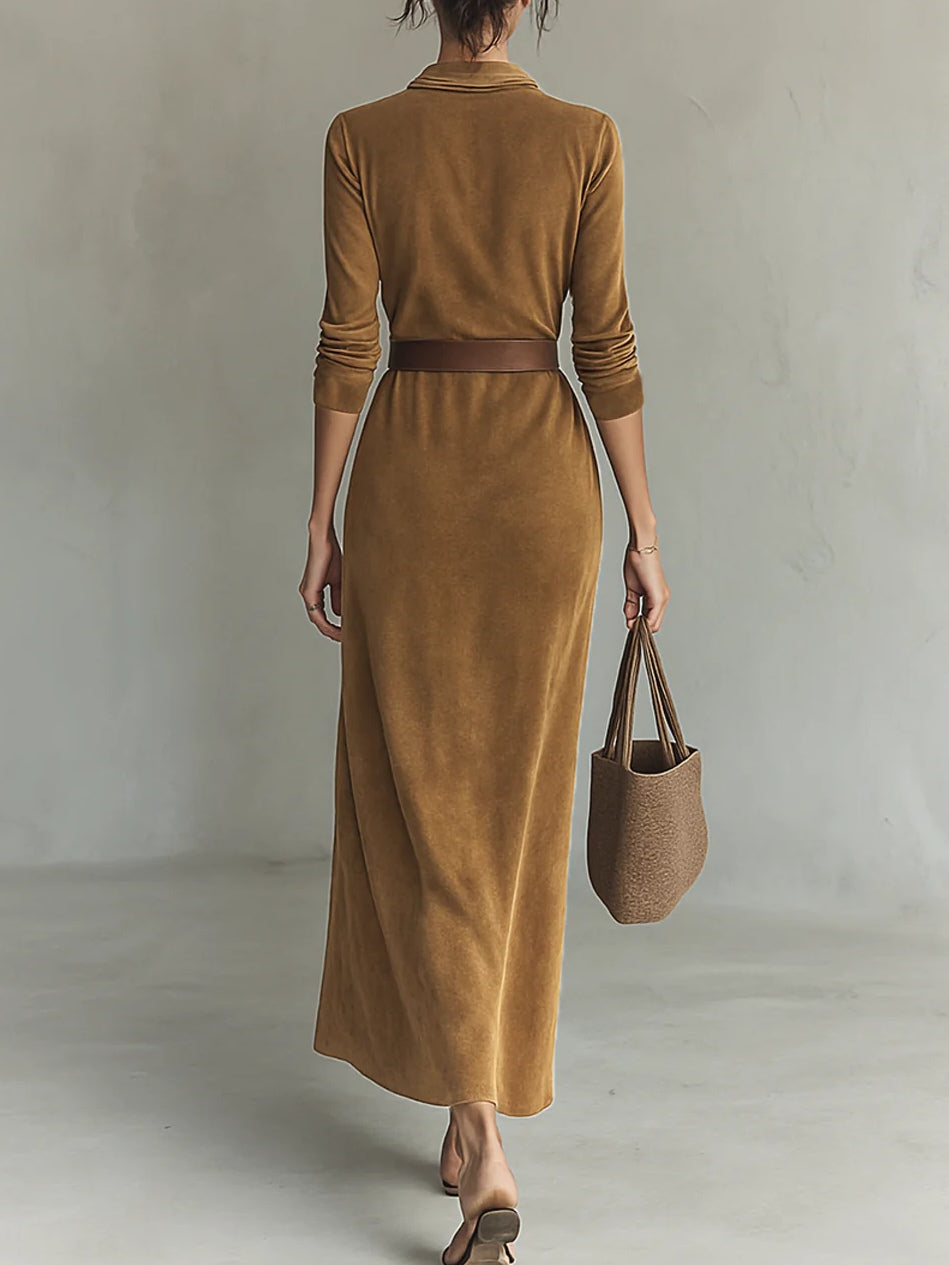 Aurelia - Belted Suede Dress
