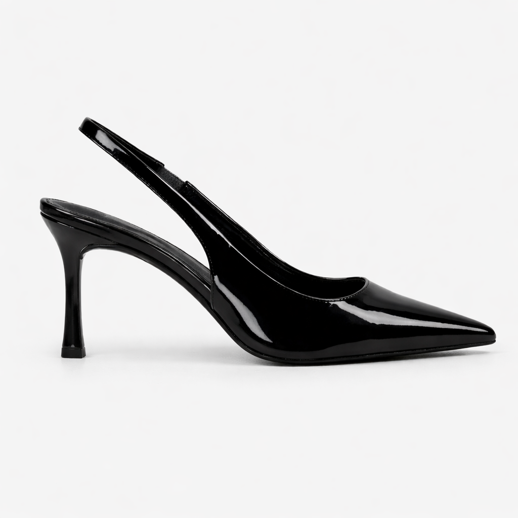Elegant Black Pointed Toe Slingback Heels for Women
