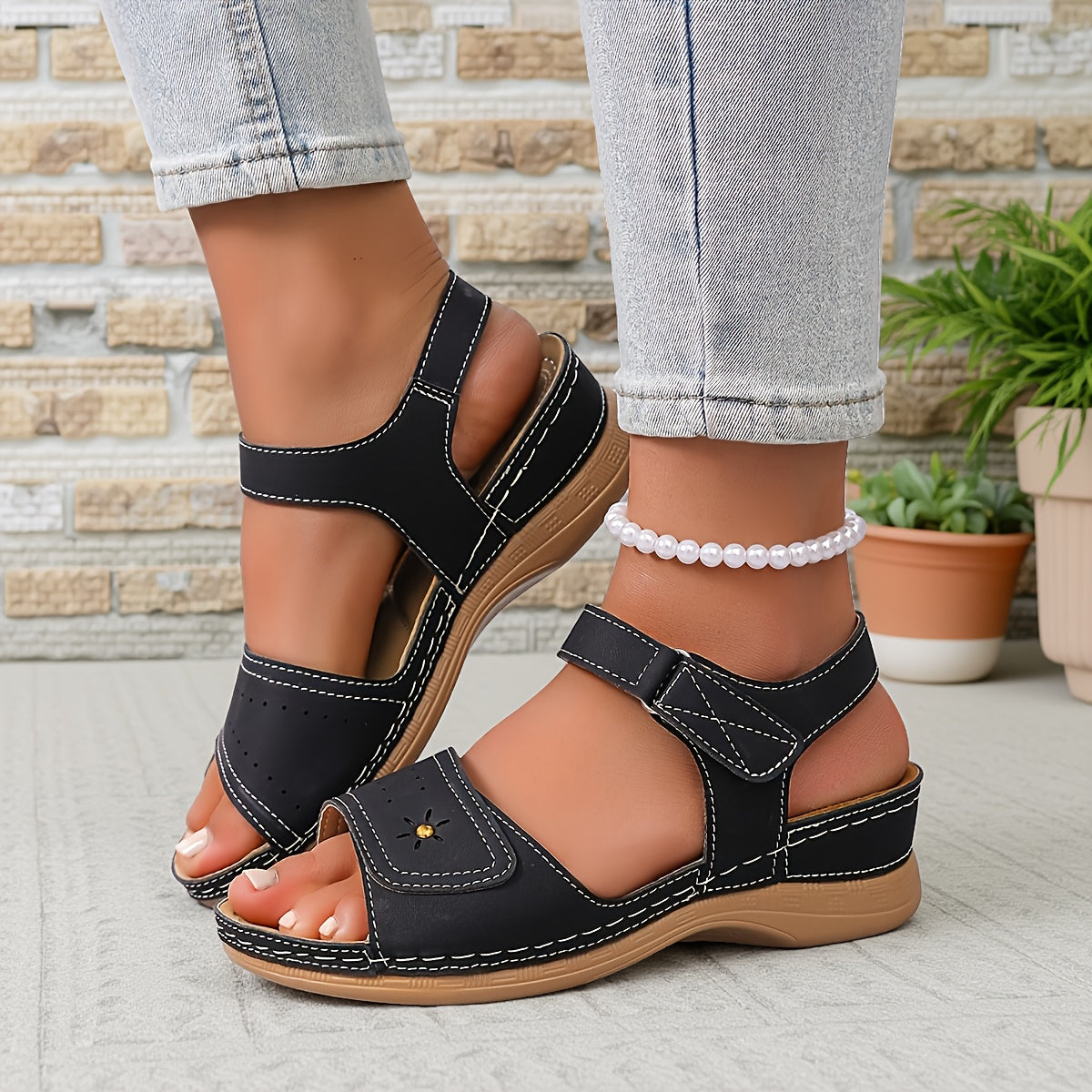 Liana - Breezy Summer Sandal with Adjustable Velcro Strap