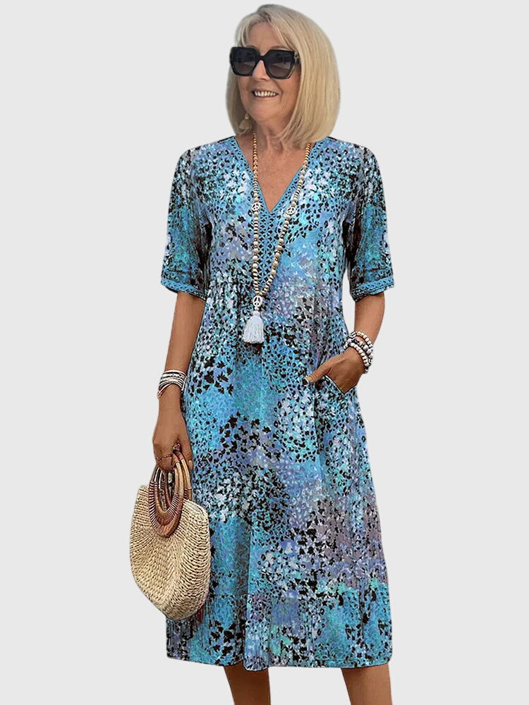 Yvonna - Elegant Floral Midi Dress