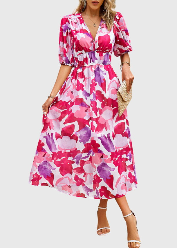 Merlin - Flattering Floral Midi Dress