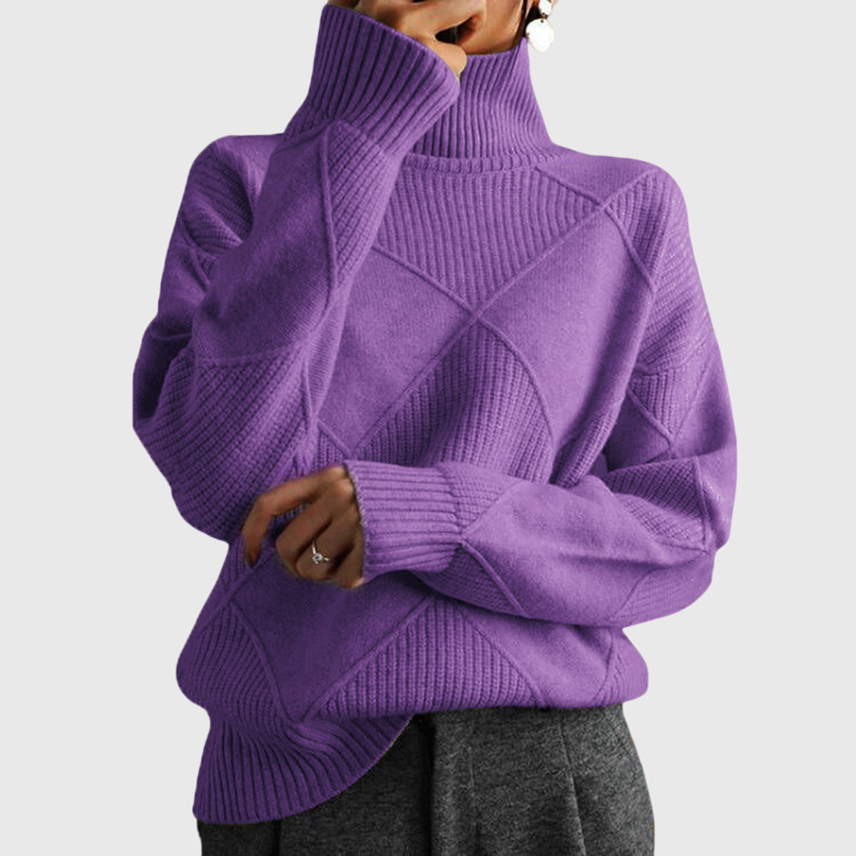 Cressida | Textured Roll Neck Jumper