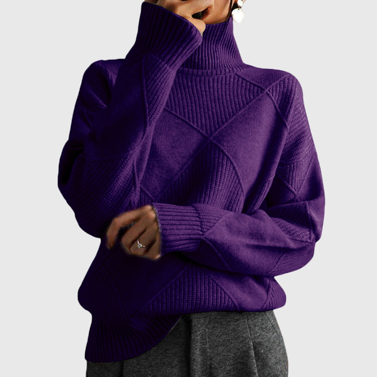 Cressida | Textured Roll Neck Jumper