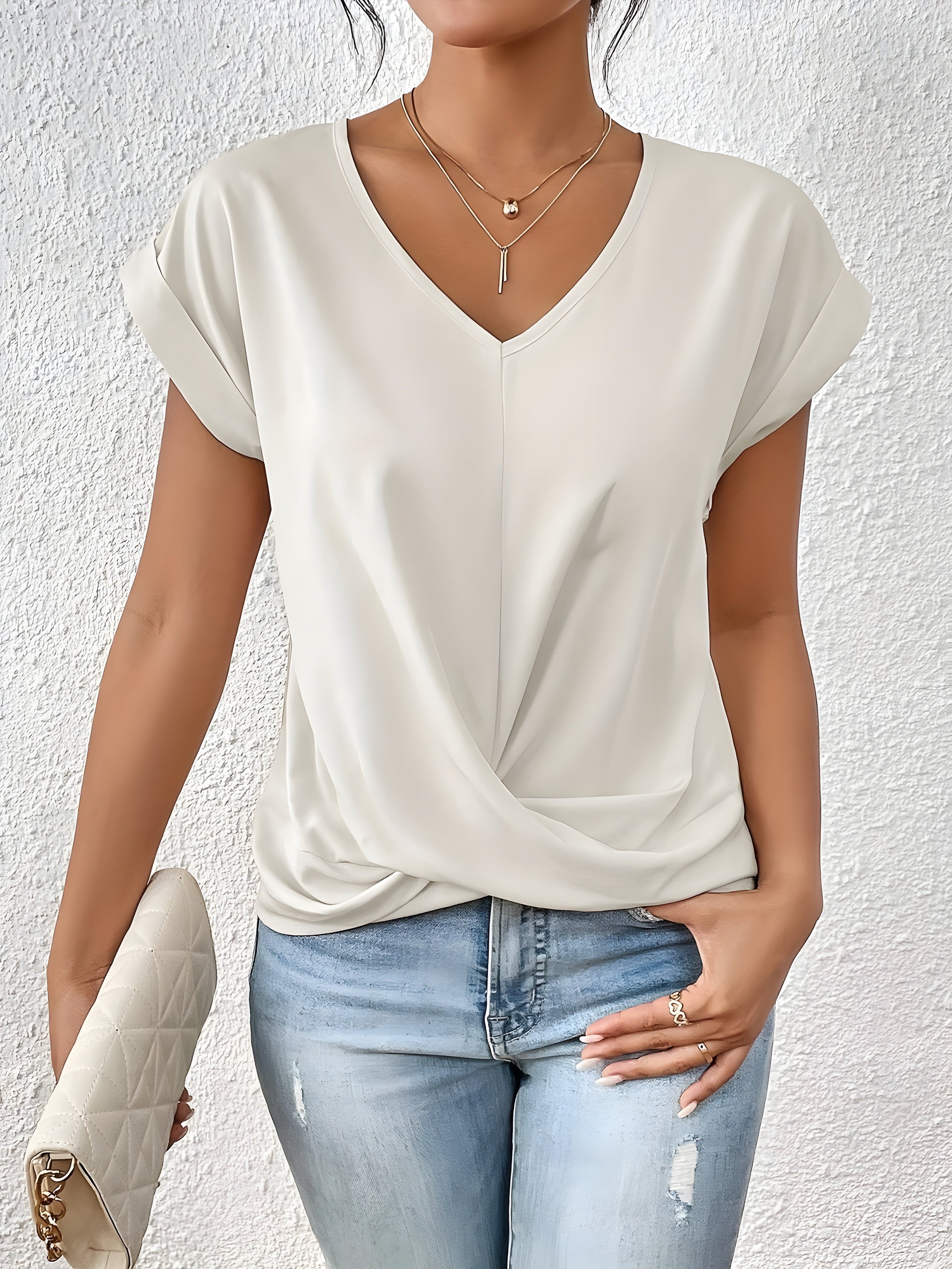Violet - Twist Front V Neck Top