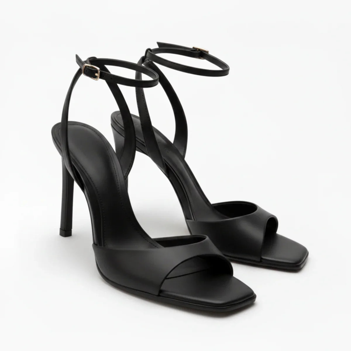 Women's Summer High Heel Sandals – Square Toe with Ankle Strap