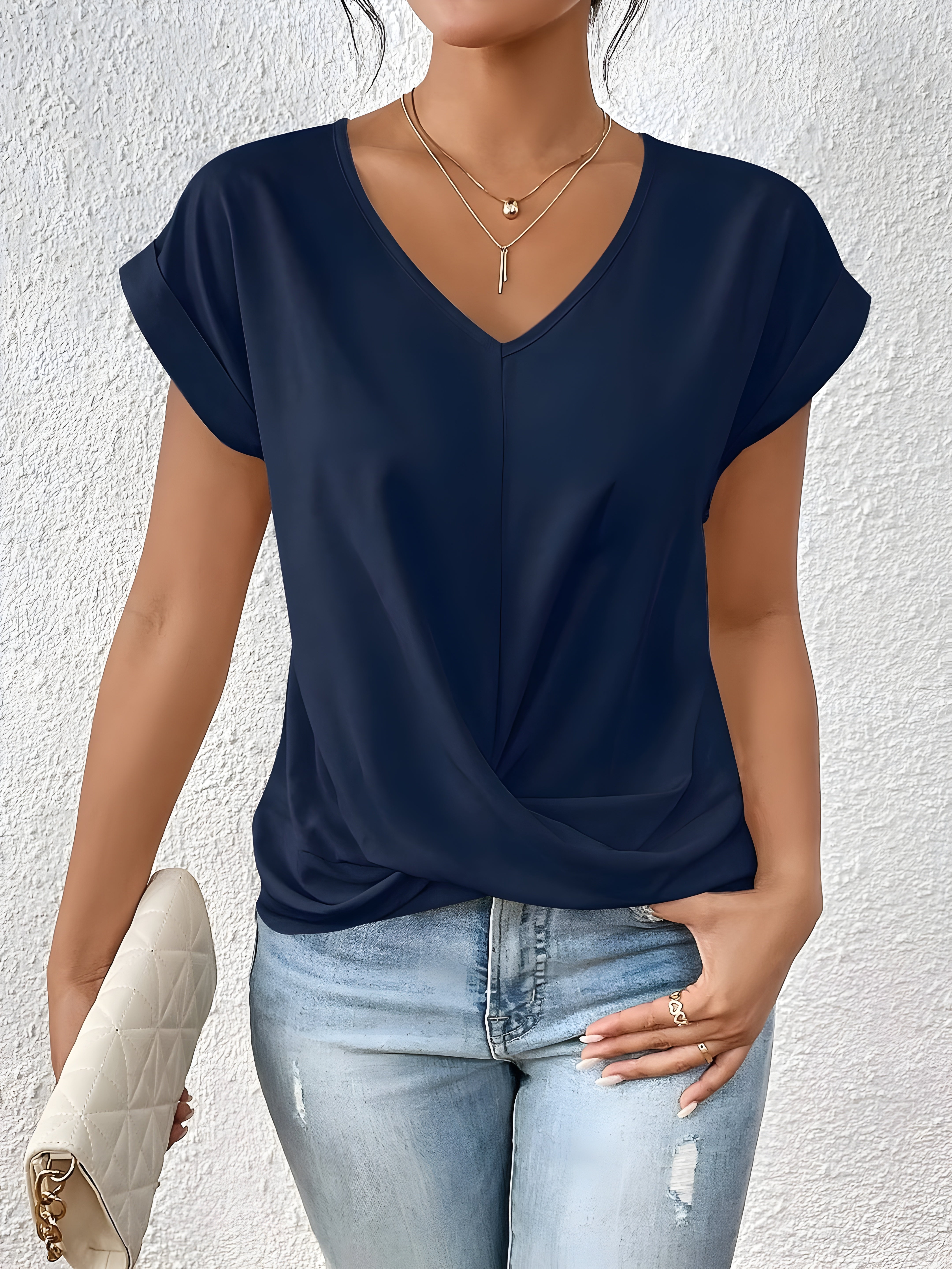 Violet - Twist Front V Neck Top