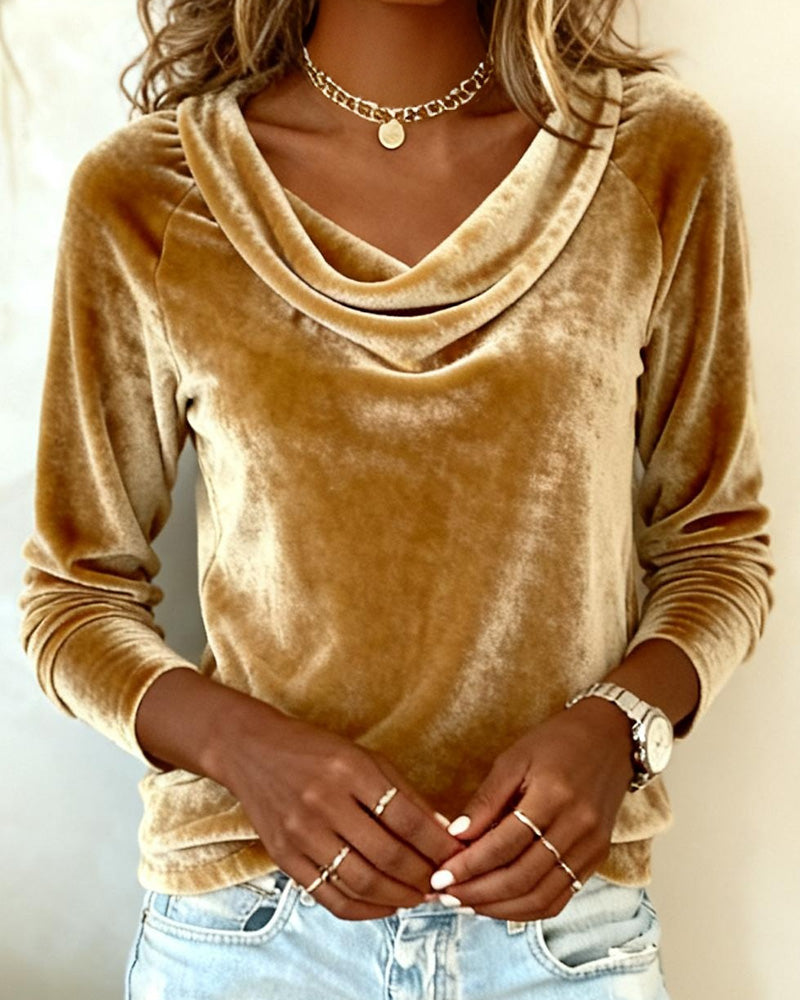 Rachel - Long Sleeve Velvet Blouse