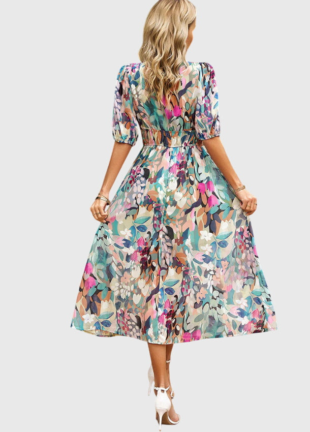 Merlin - Flattering Floral Midi Dress