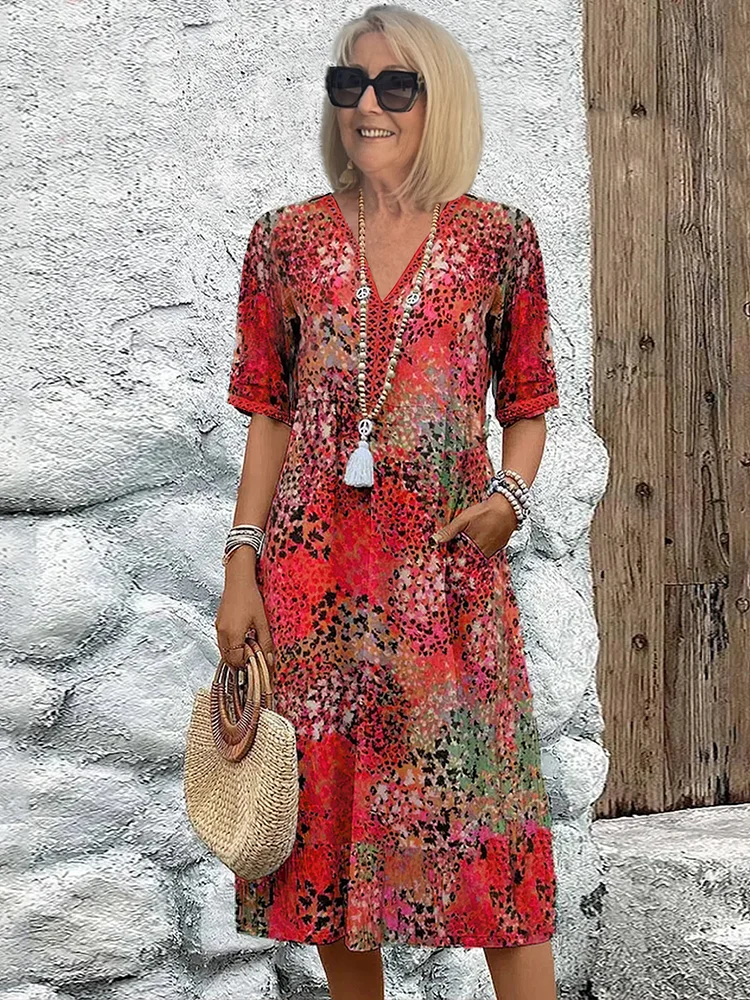 Maristella | Graceful Printed Midi Dress