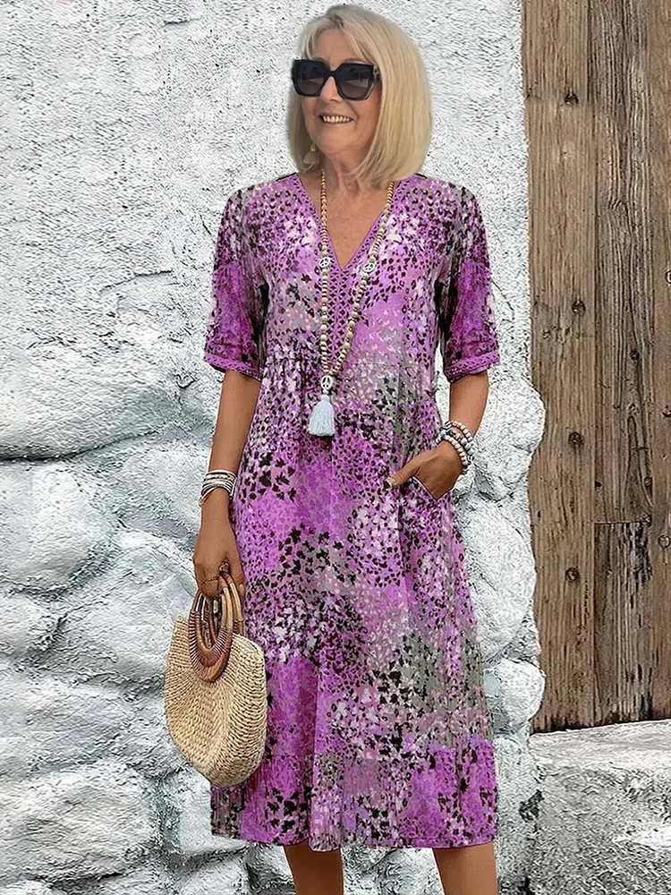 Maristella | Graceful Printed Midi Dress