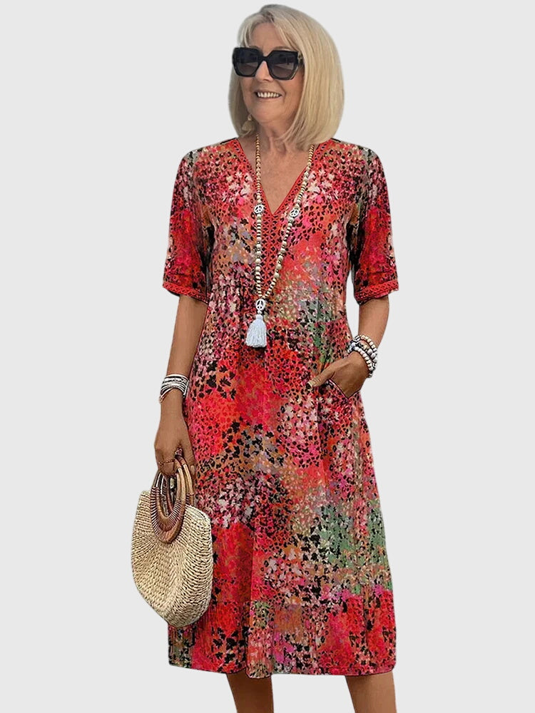 Yvonna - Elegant Floral Midi Dress
