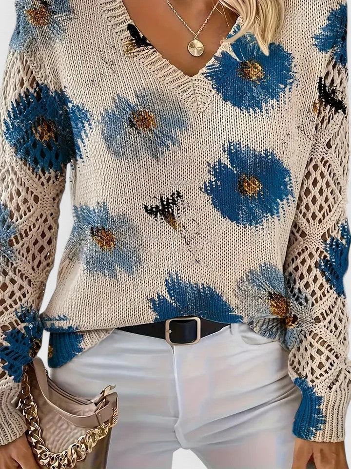 Adele - Elegant Jumper with Floral Pattern