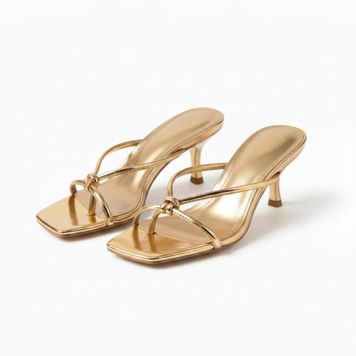 Elegant Knot Strap Heeled Sandals for Women – Orthopedic Comfort
