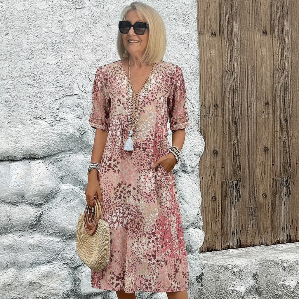 Maristella | Graceful Printed Midi Dress