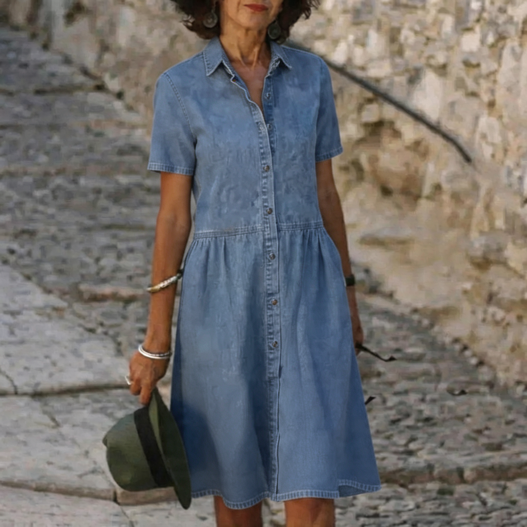 Lucy | Classic Button Denim Dress