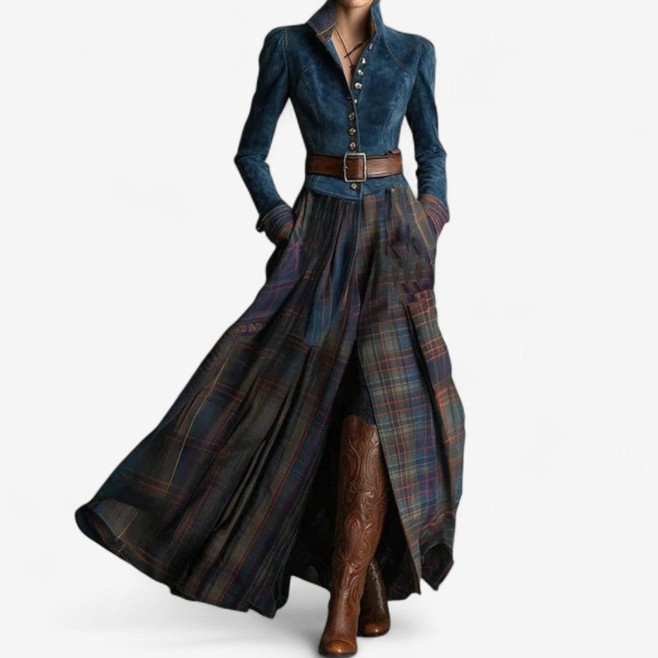 Fouziha - Elegant belt dress