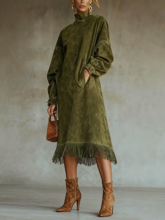 Aurora - Suede Fringe Dress