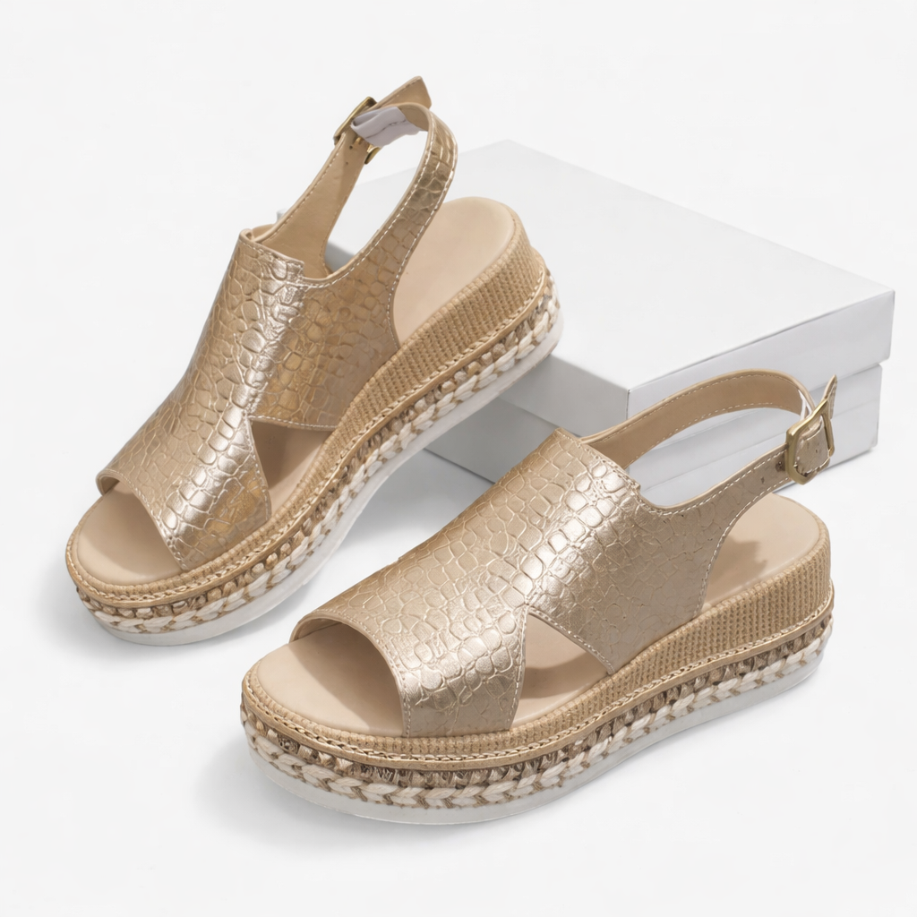 Women's Metallic Summer Wedge Sandals – Comfort and Support