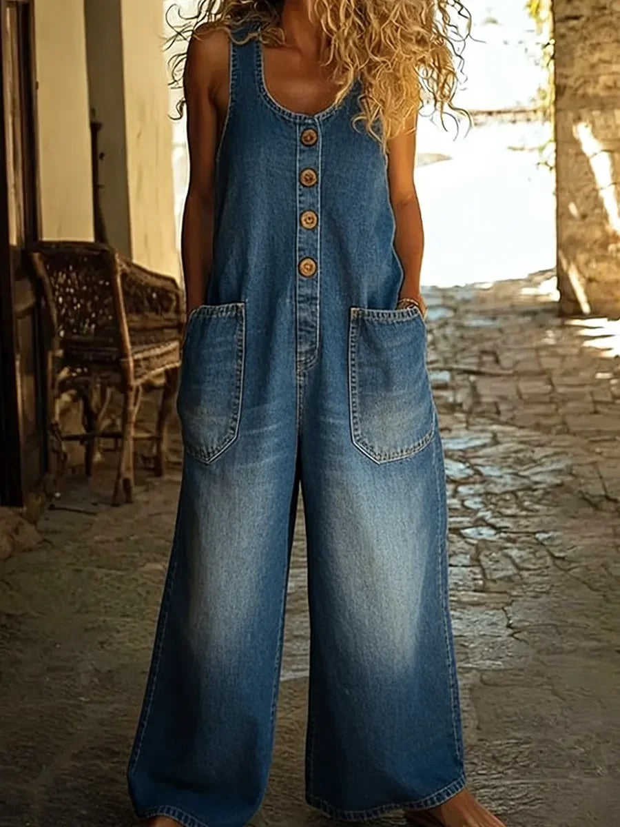 KATHLEEN - Vintage Cotton Denim Jumpsuit
