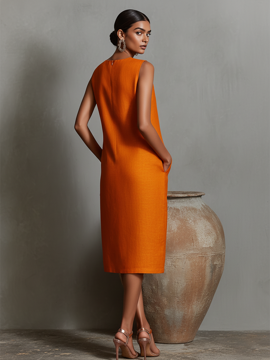 Naomi | Relaxed Sleeveless Midi Dress with Pockets